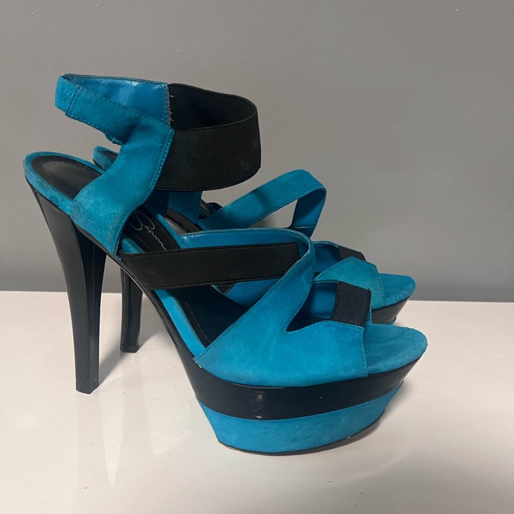 Blue and Black Platform Heels